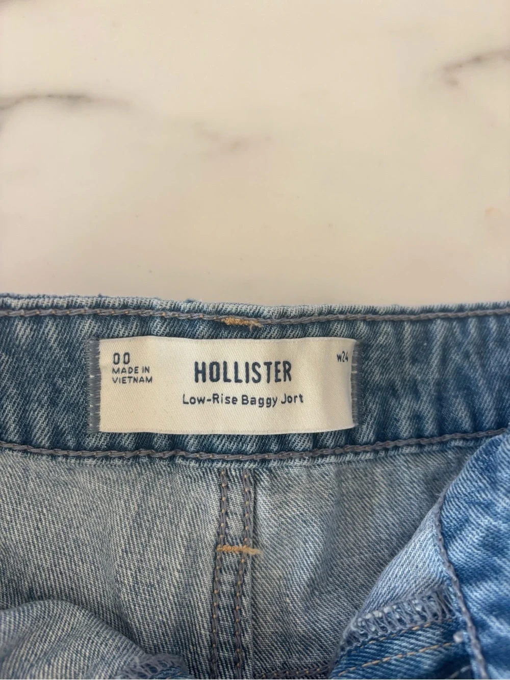 Hollister Light Blue Denim Patch-Pocket Shorts